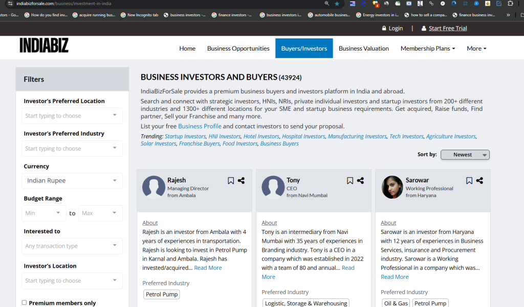 Active Business Investors and Buyers Available in India at IndiaBizForSale